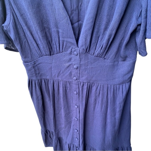 Blue Rain Navy Embroidered Flower Sleeves Dress I Size: M - Picture 2 of 8